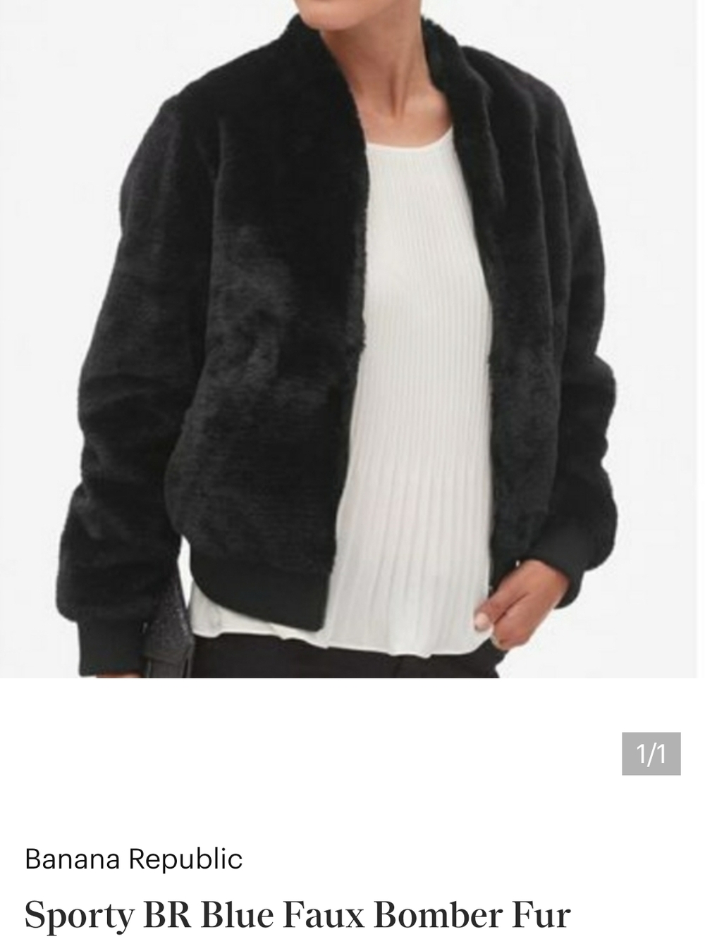 Banana Republic Black Faux-Fur Bomber Jacket
